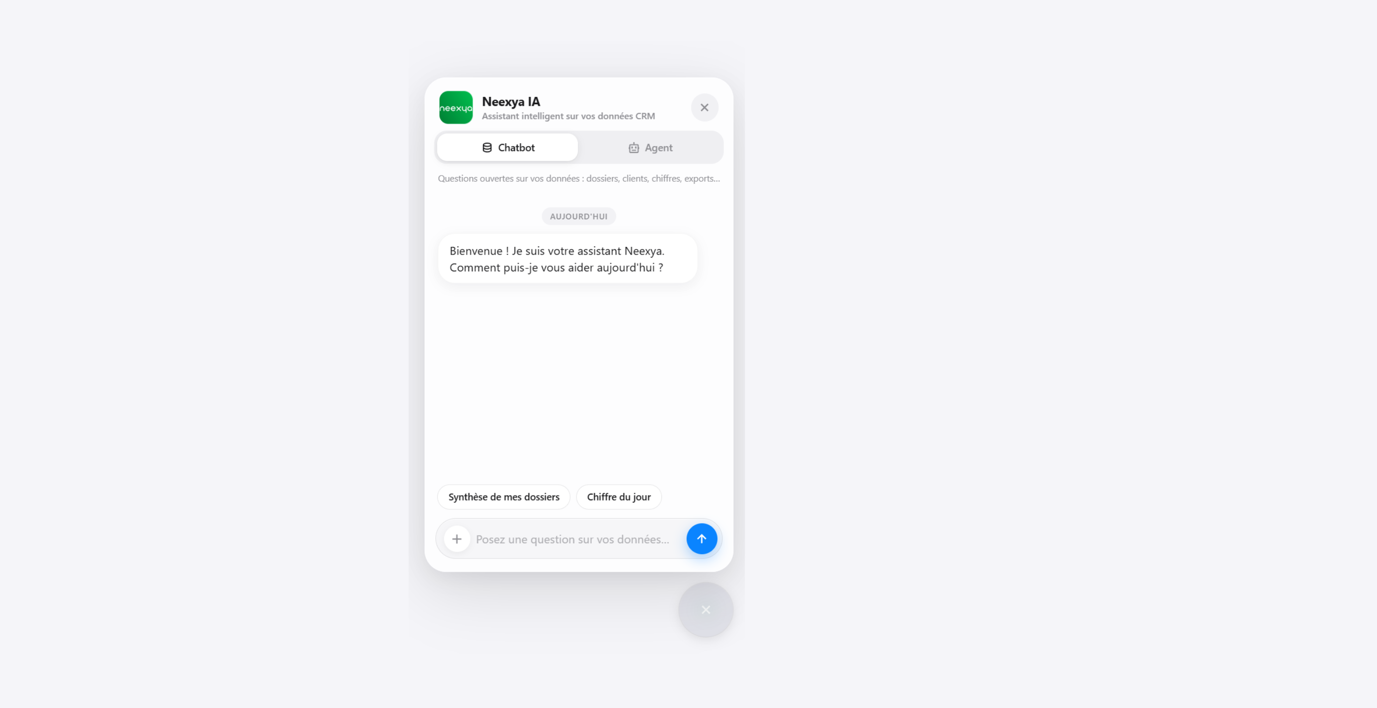 Écran Neexya IA dans le CRM vitrage